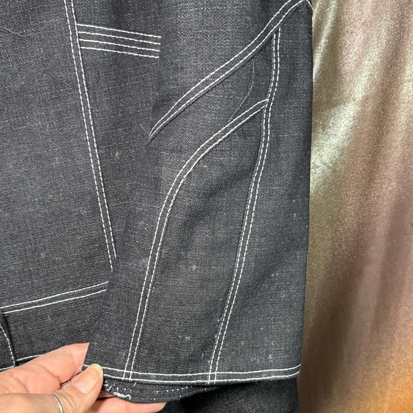 Bespoke 00’s Black Denim Jacket and Jeans with Contrast Stitching. C3 - Picture 3 of 11